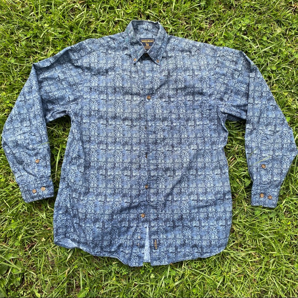 Woolrich Men’s Blue Primitive Geometric Shirt